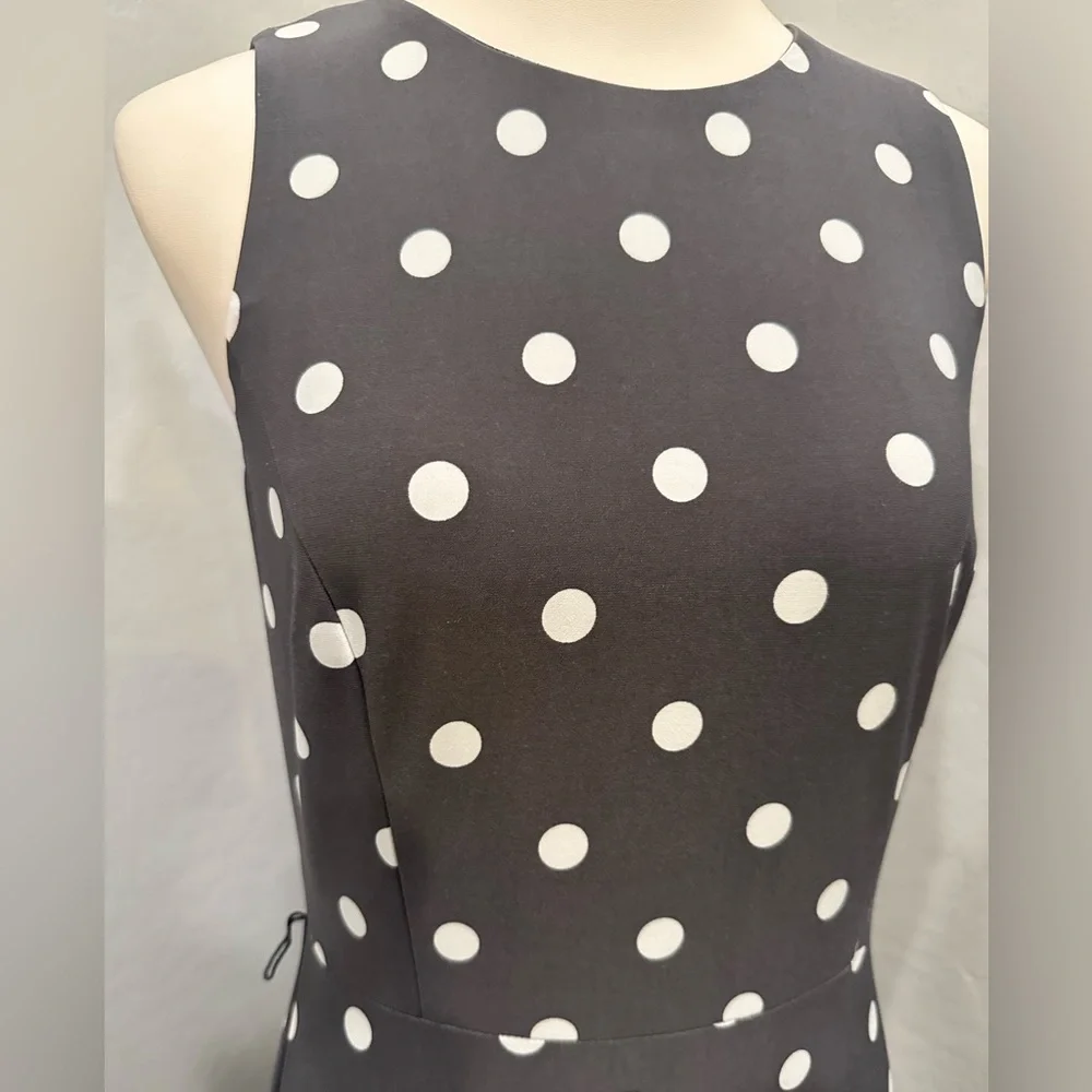 Ralph Lauren Gray Polka Dot Midi Dress - Picture 3 of 6